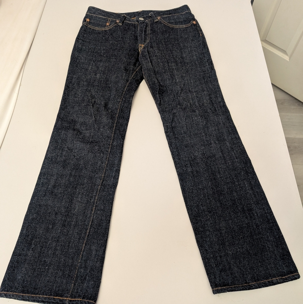 NWOT 45R Japanese Dark Blue Denim Jeans with Orange Stitching